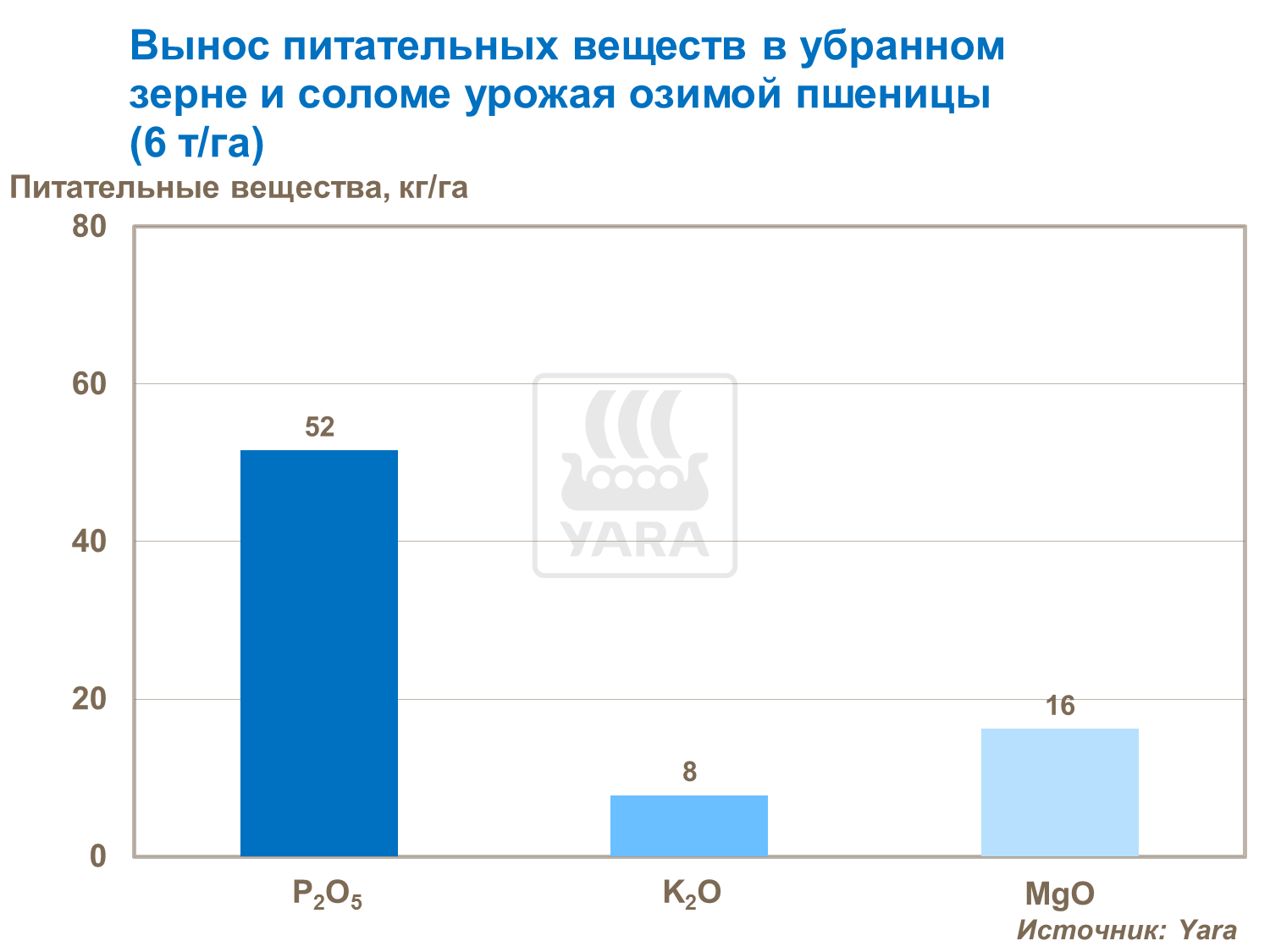 Вынос питательных веществ в убранном зерне и соломе урожая озимой пшеницы