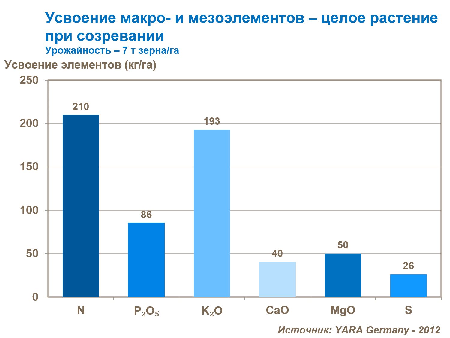 Усвоение макро и мезоэлементов целым растением кукурузы