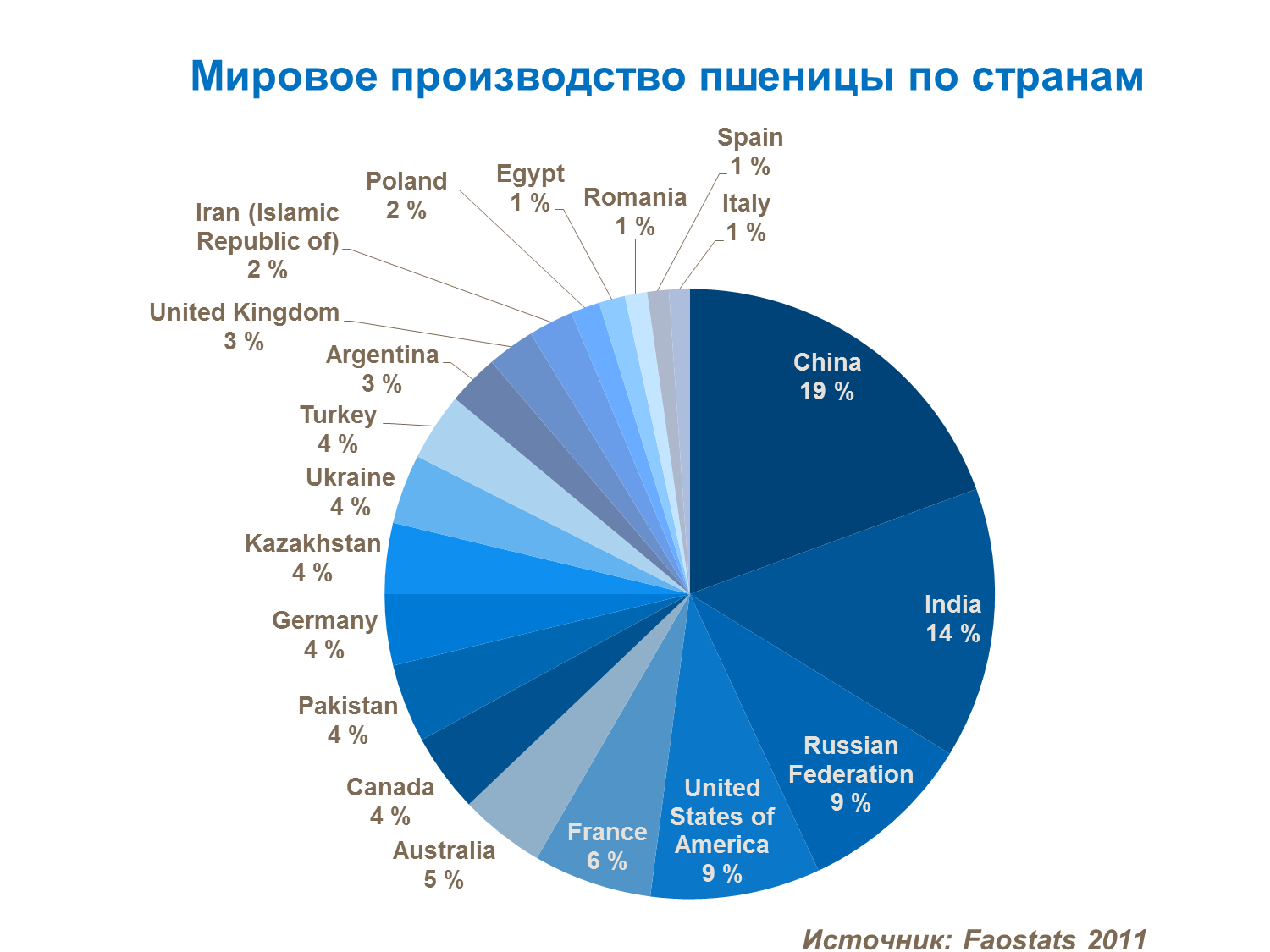 World Wheat Production pie chart