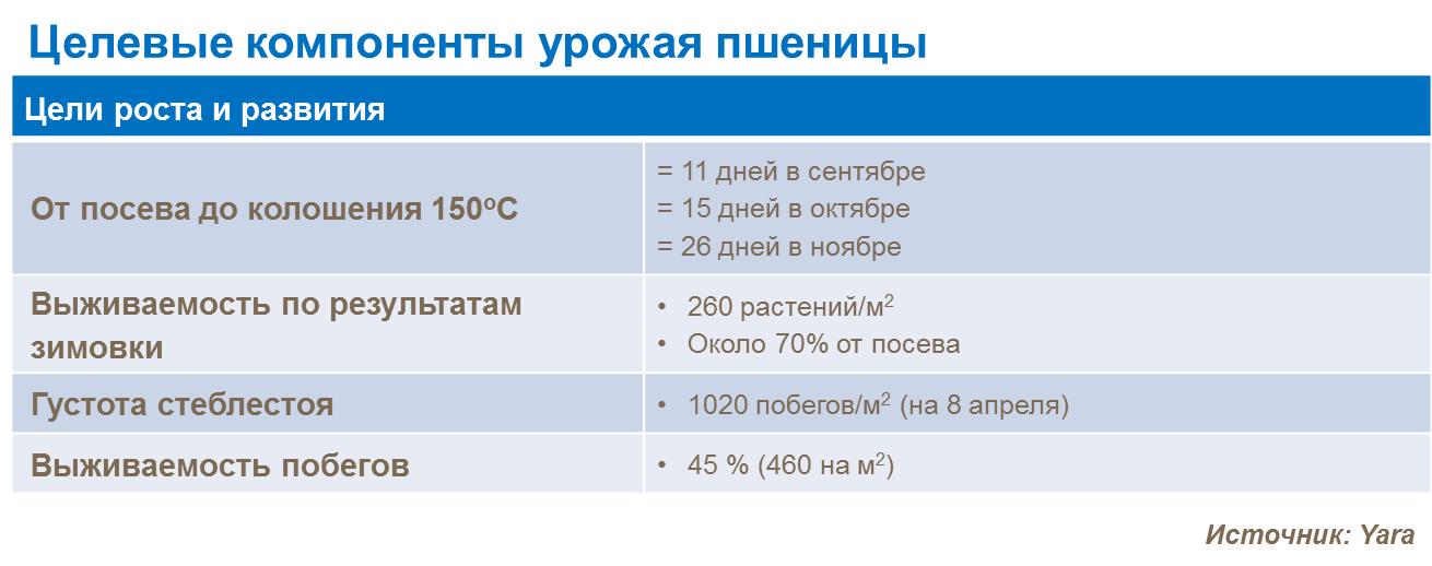 Целевые компоненты урожая пшеницы
