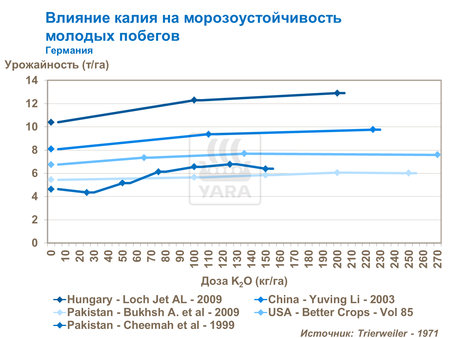Влияние питания калием на урожайность кукурузы